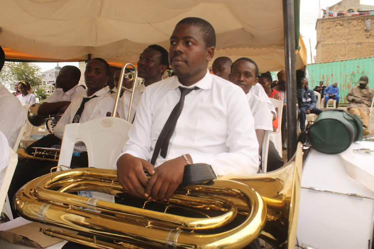 A band group member keenly following proceedings during the Mavoko Law Courts Open Day in Mlolongo, Machakos County on April 26, 2024.