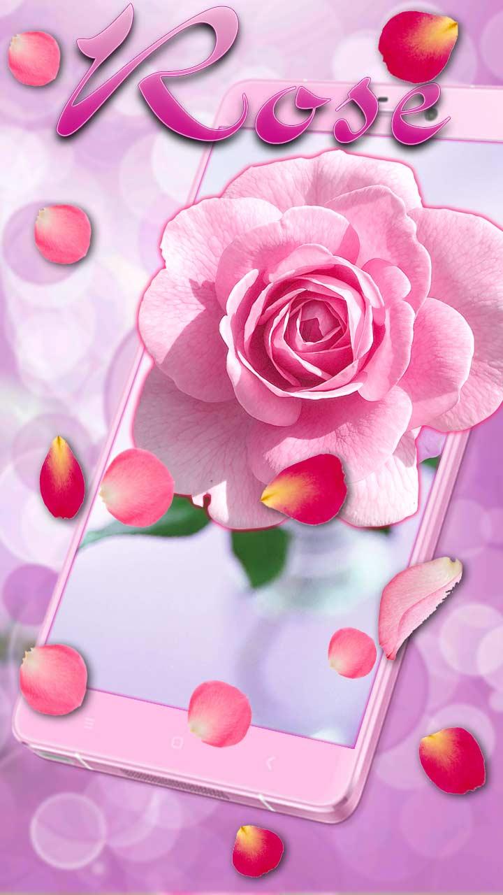 Android application Pink rose petal background HD screenshort
