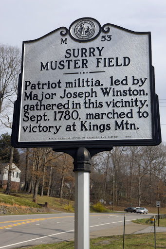 Patriot militia, led by Major Joseph Winston, gathered in this vicinity, Sept. 1780, marched to victory at Kings Mtn.Plaque via North Carolina Highway Historical Marker Program, and is used with...