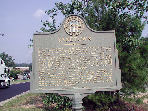 Sand Town (Oktahatalofa) and Buzzard Roost (Sulecauga) were two frontier Creek Indian communities here on the Chattahoochee River. The old Sand Town Trail extended westward to the Coosa River in...