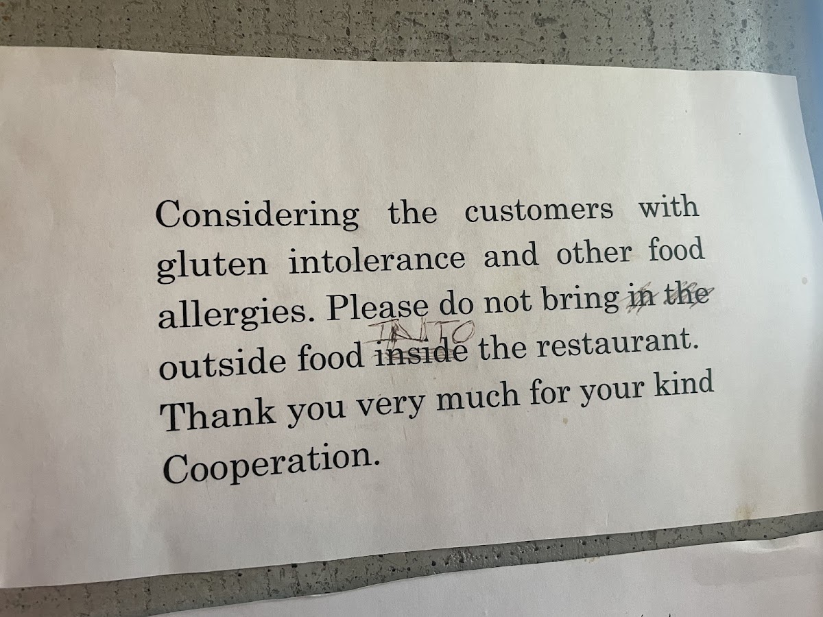 No outside food allowed