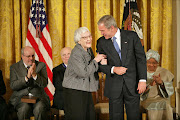 Harper Lee with former US president George W. Bush. File photo