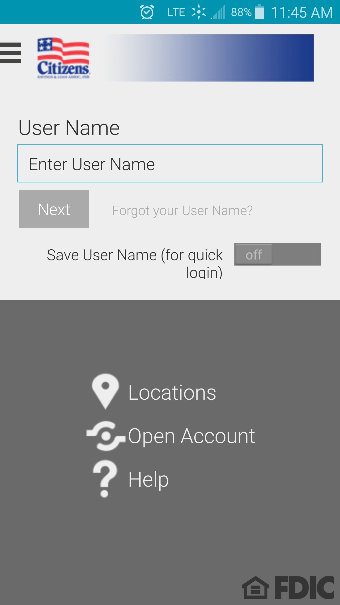 Android application Citizens Savings and Loan screenshort