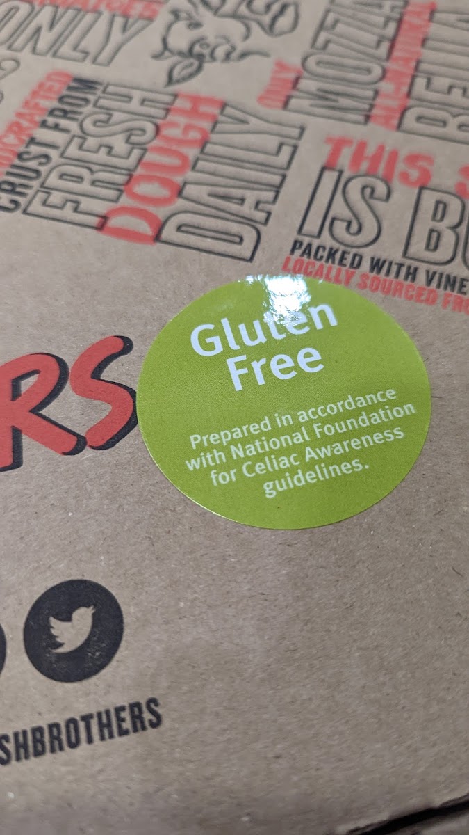 Fresh Brothers gluten-free menu