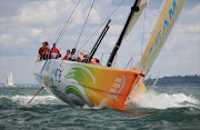 Volvo Ocean Race winner Mike Sanderson and his crew test their new Volvo Open 70, Team Sanya prior to the start of the Volvo Ocean Race 2011-12 on August 08, 2011 in the Solent, England