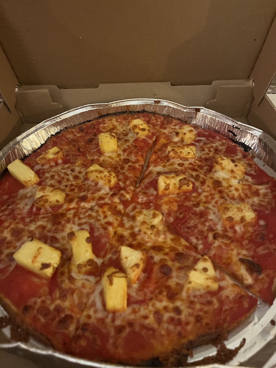 Gluten free pineapple pizza