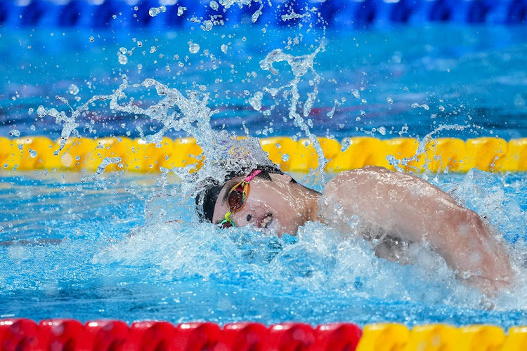 Team China's teen sensation Zhanle Pan competes in the 4x200m Freestyle final at the Doha 2024 World Aquatics Championships in February.