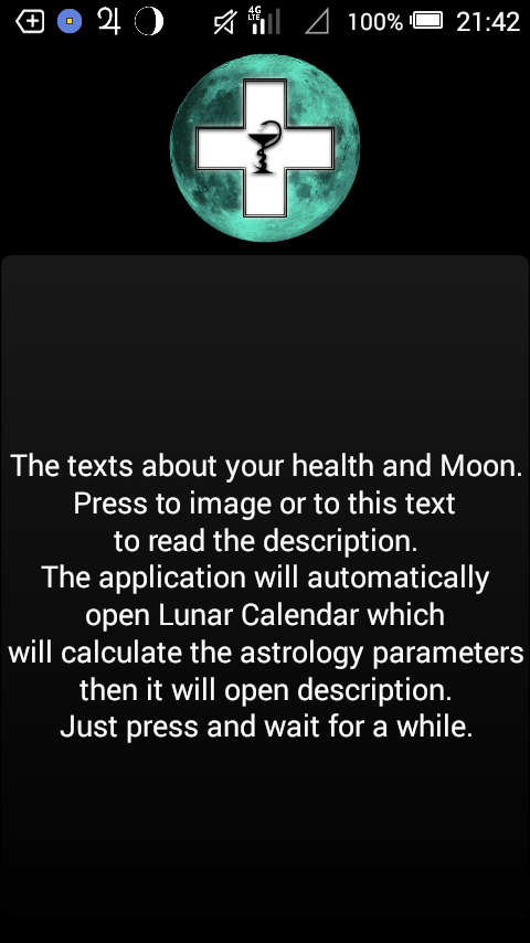 Android application Lunar Calendar. Health screenshort