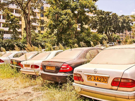 Vehicles rusting away at the judiciary parking lot at Milimani law courts in Nairobi.