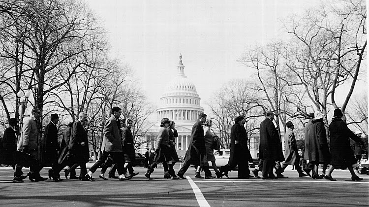Civil rights leaders from all parts of the US march to protest police brutality in Alabama on March 12 1965 in Washington. Picture: NATIONAL ARCHIVE/NEWSMAKERS