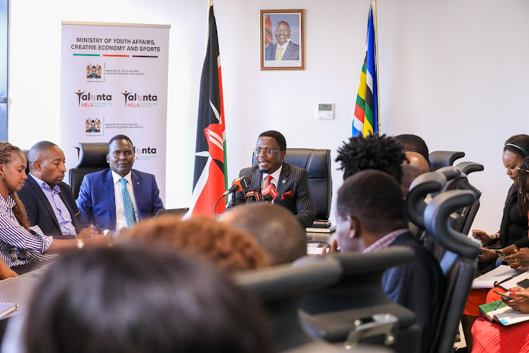 CS Ababu Namwamba in a meeting with the Ministry of sports officials