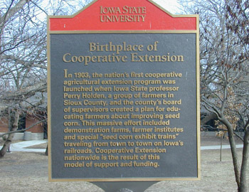 In 1903, the nation's first cooperative agricultural extension program was launched when Iowa State professor Perry Holden, a group of farmers in Sioux County, and the county's board of...