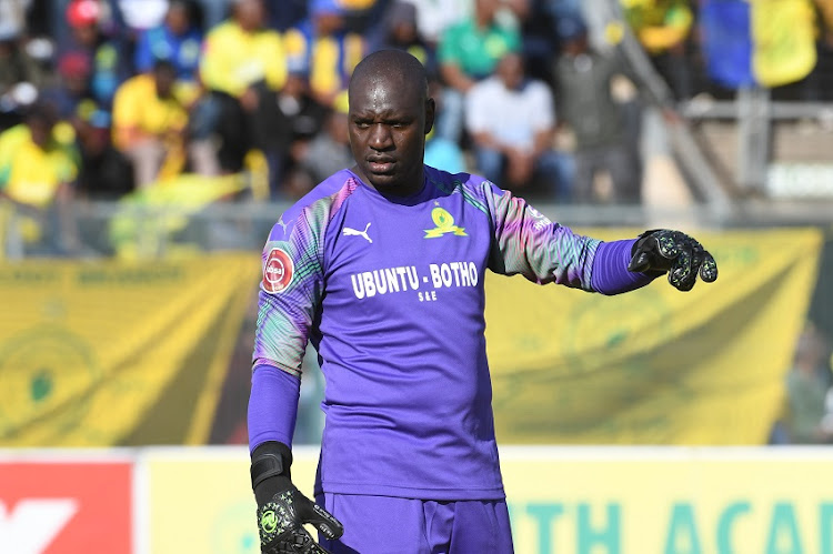 Denis Onyango of Sundowns during the Absa Premiership match between Mamelodi Sundowns and SuperSport United at Lucas Moripe Stadium on August 03, 2019 in Pretoria, South Africa.