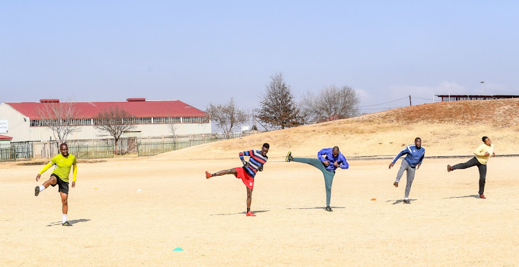 Retired referee Victor Hlungwani training with fellow referees amid the 2020 Covid-19 lockdown in Joburg.