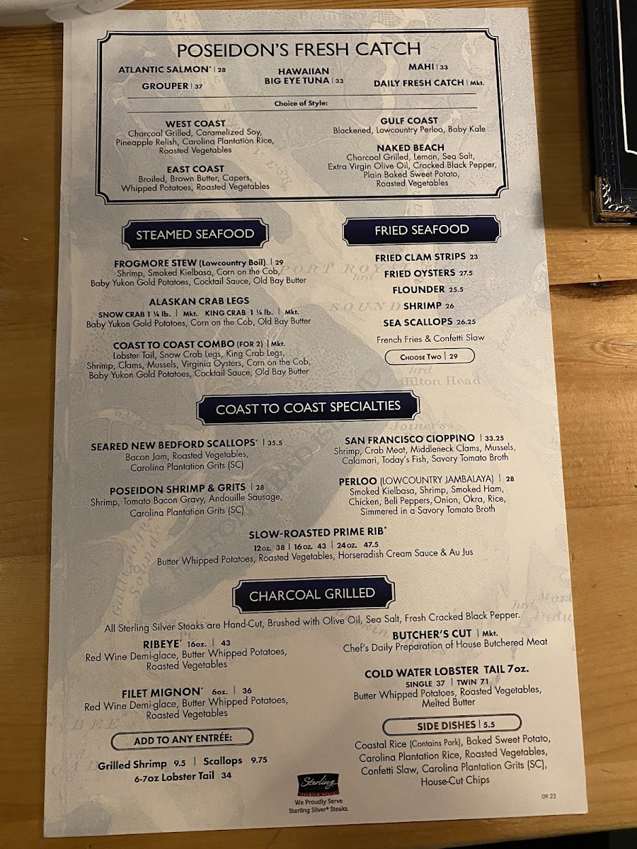 Poseidon gluten-free menu