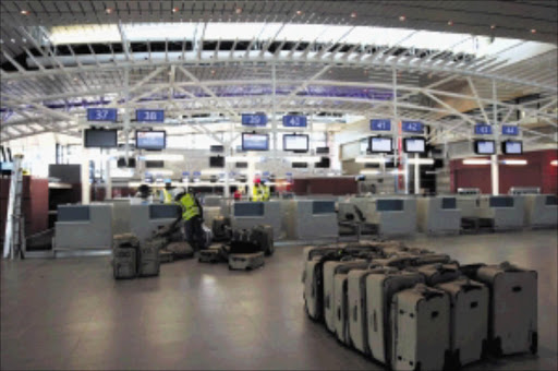 The trial run at the check-in area at the new King Shaka Airport. Pic: THEMBINKOSI DWAYISA. CIRCA MAY,2010. © THE TIMES