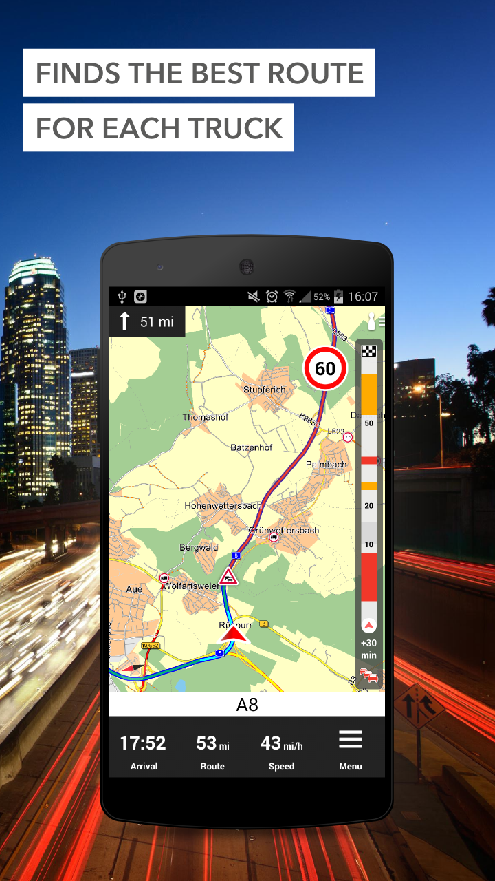 Android application PTV Navigator Truck screenshort