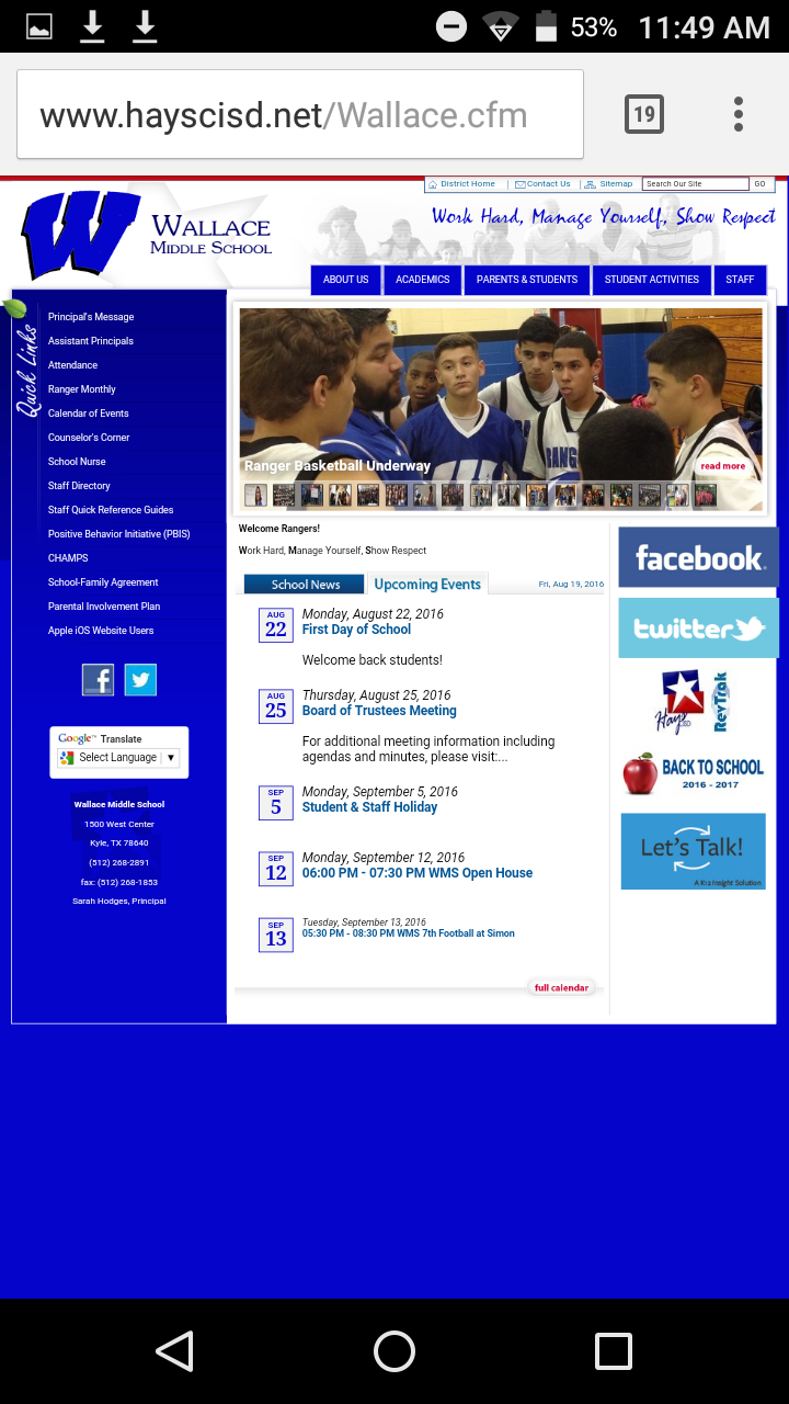 Android application Wallace middle school screenshort