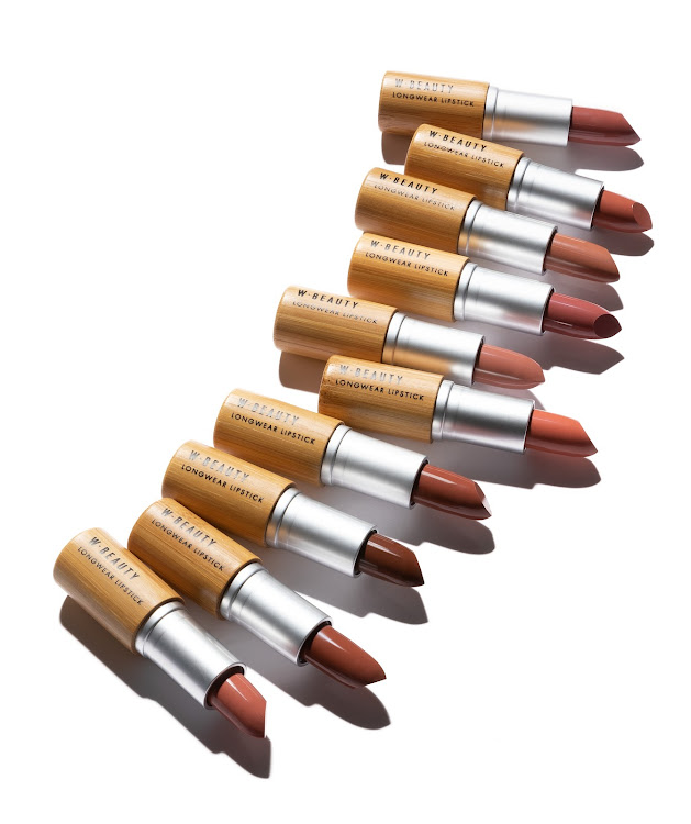 W.Beauty Longwear Nudes lipsticks are packaged in FSC certified bamboo tubes.