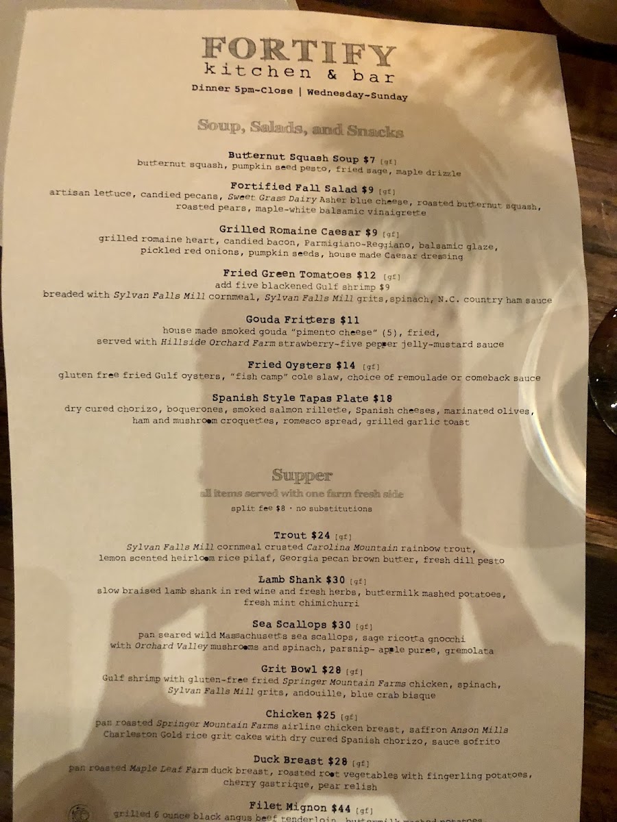 Dinner menu Nov 2021