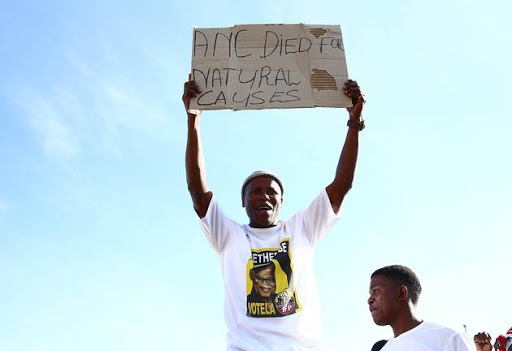 IFP supporter celebrates the ANCs loss in Nquthu.