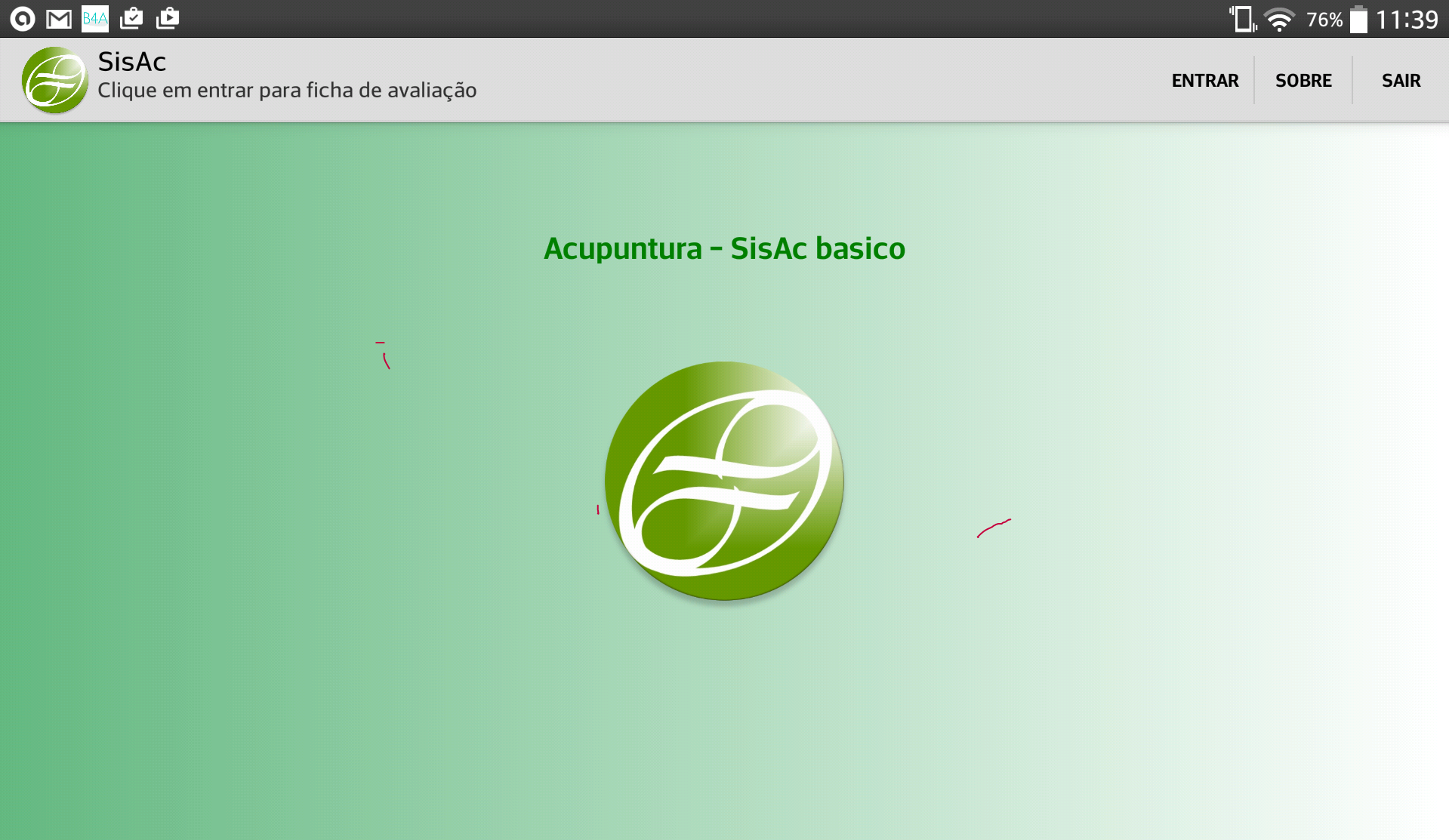 Android application Acupuntura SisAc básico screenshort
