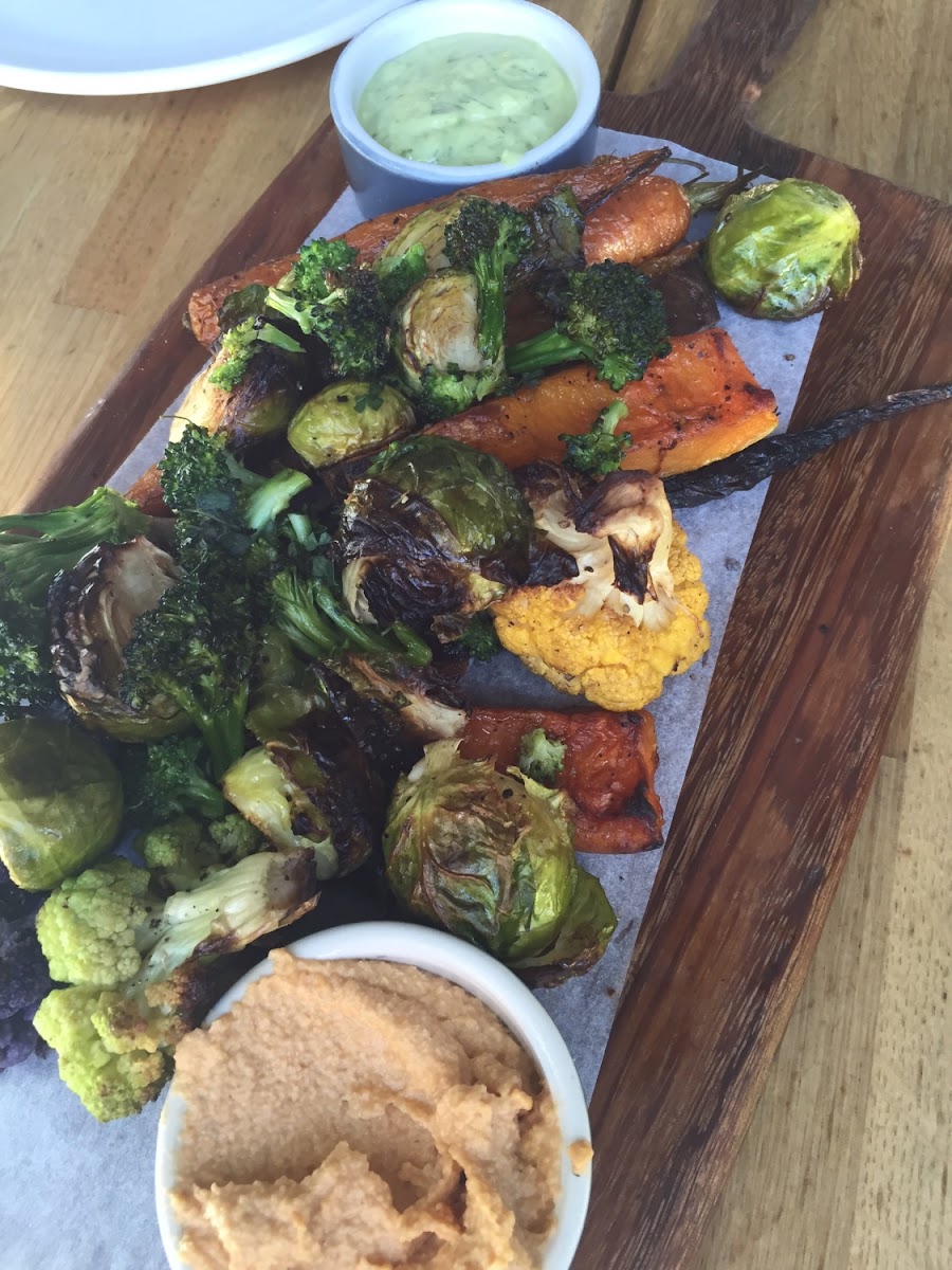 Roasted Vegetable Platter, w/ cashew pimento dip.