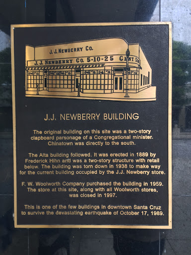   J.J. NEWBERRY BUILDING  The original building on this site was a two-story  clapboard parsonage of a Congregational minister.  Chinatown was directly to the south.  The Alta building followed....