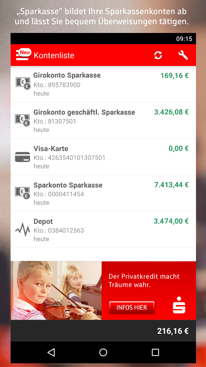 Android application Sparkasse Ihre mobile Filiale screenshort