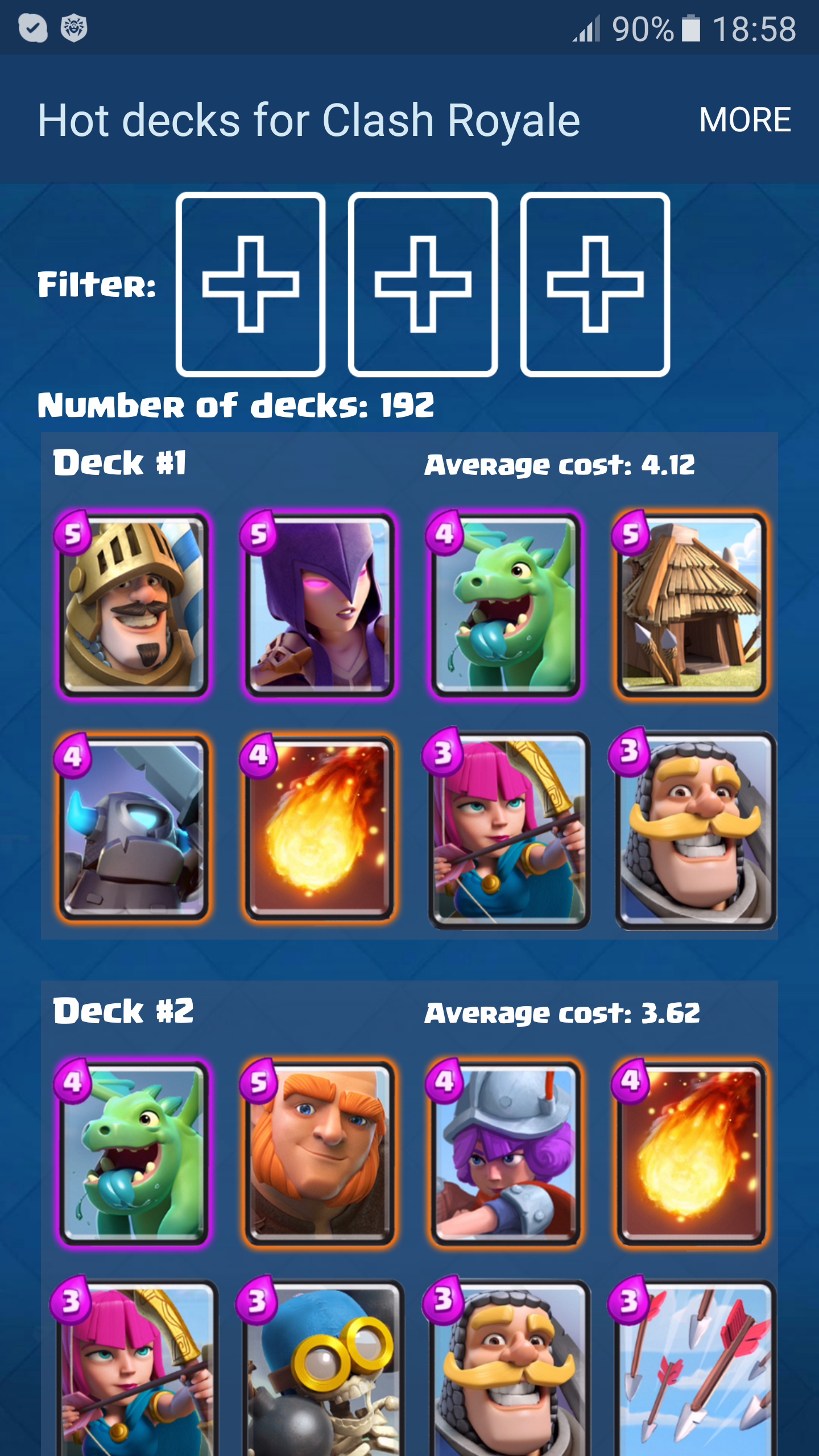 Android application Hot decks for Clash Royale screenshort
