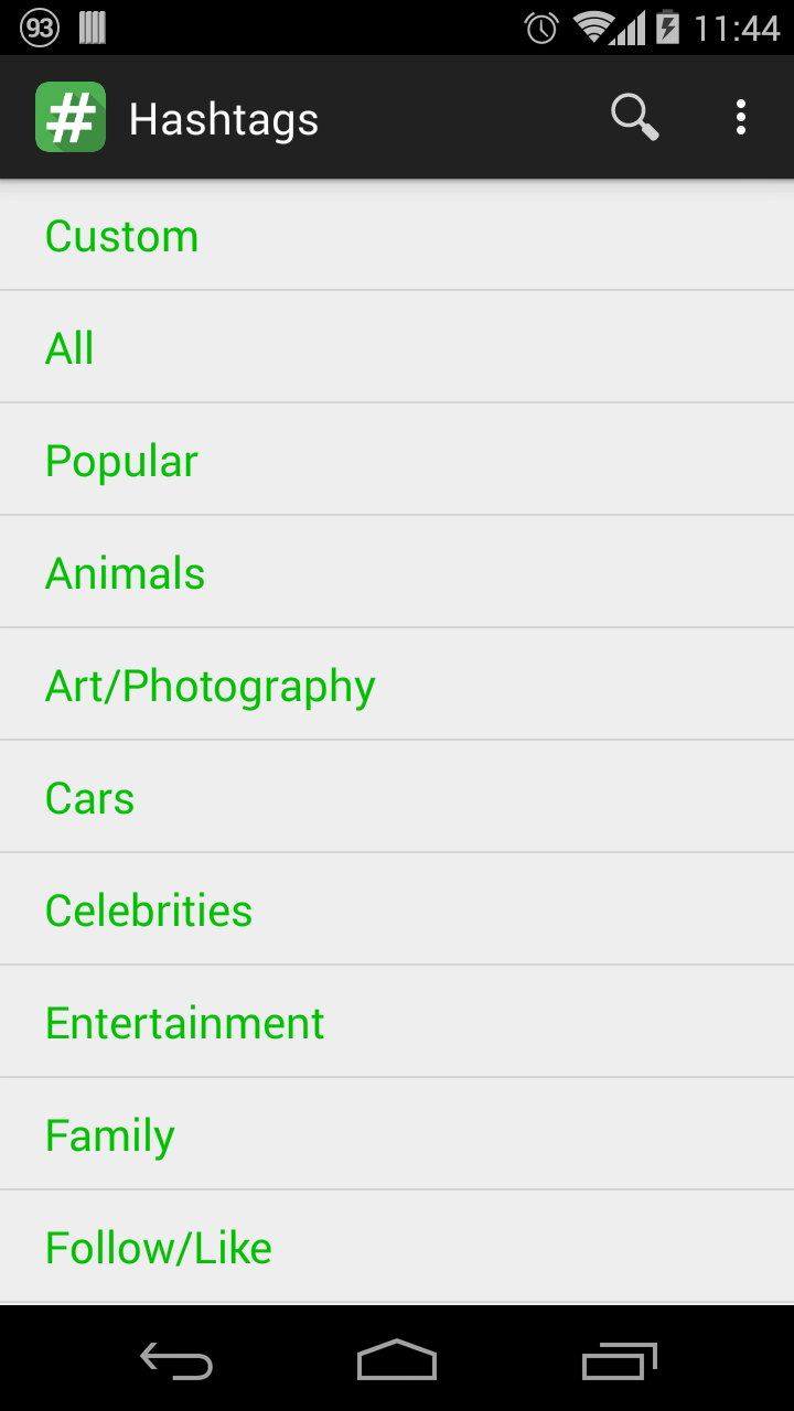 Android application HashTags Pro screenshort