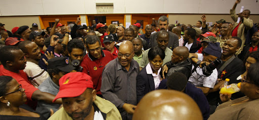 ANC President Jacob Zuma at a Cosatu Shopstewards Forum. File photo.