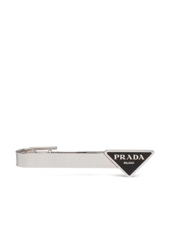 Prada silver tie clip.