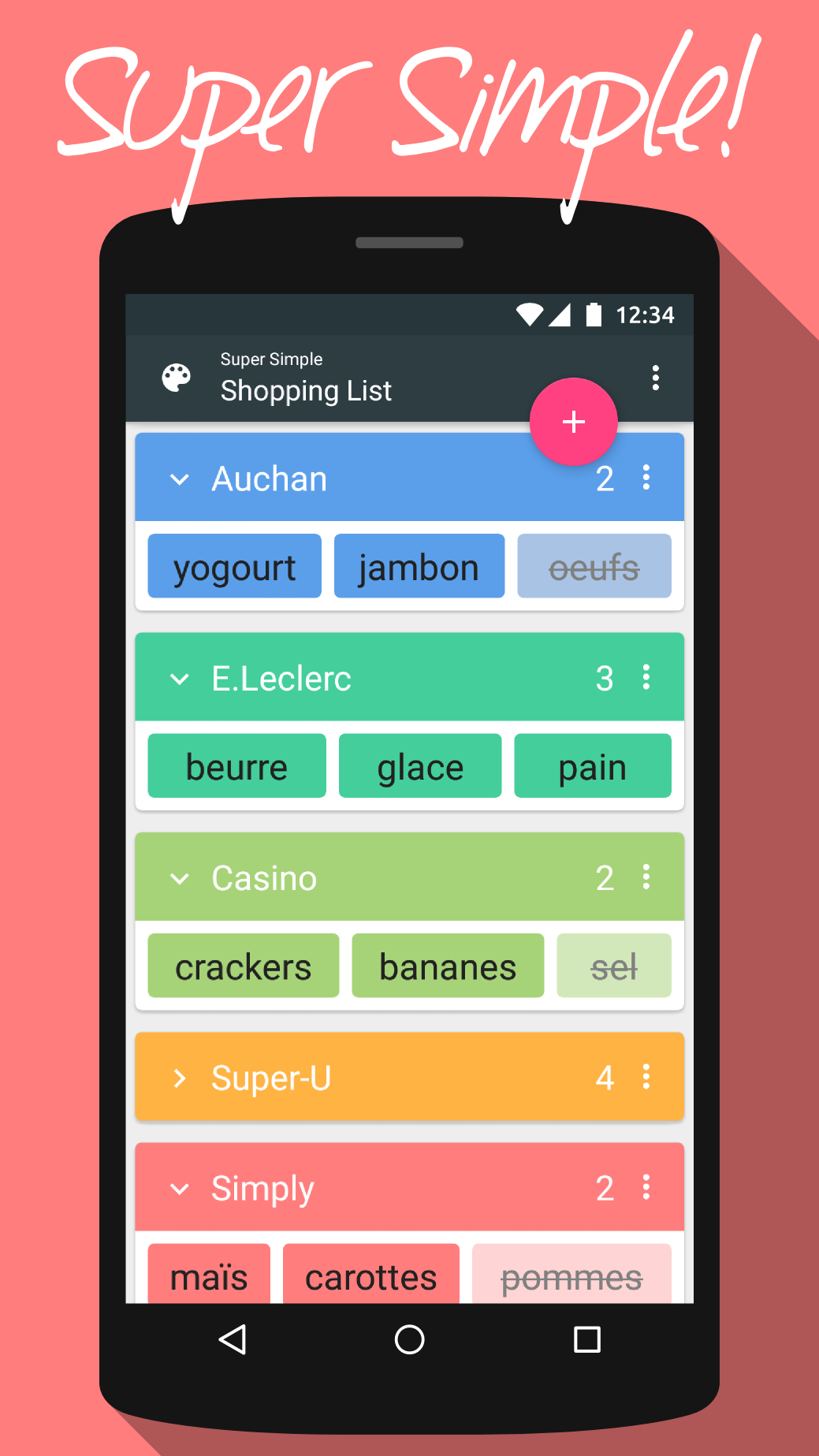 Android application Super Simple Shopping List screenshort