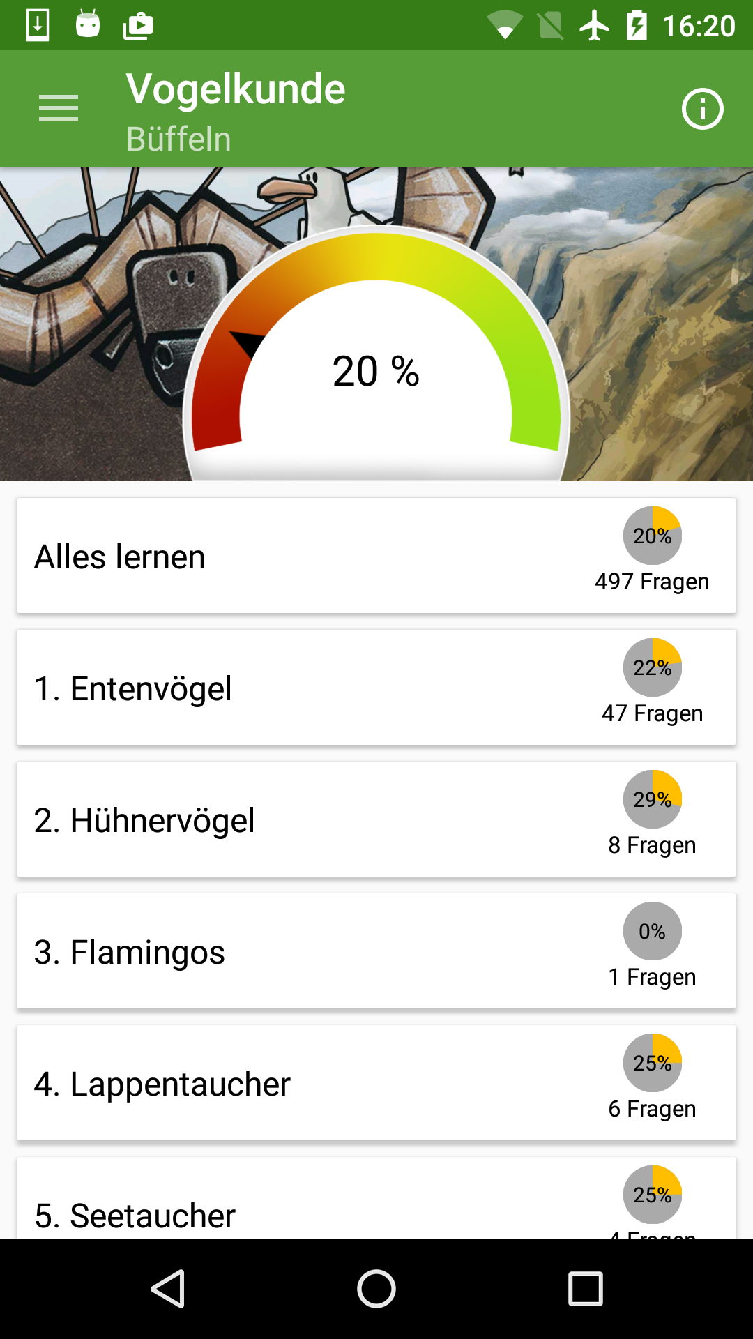 Android application Vogelkunde screenshort