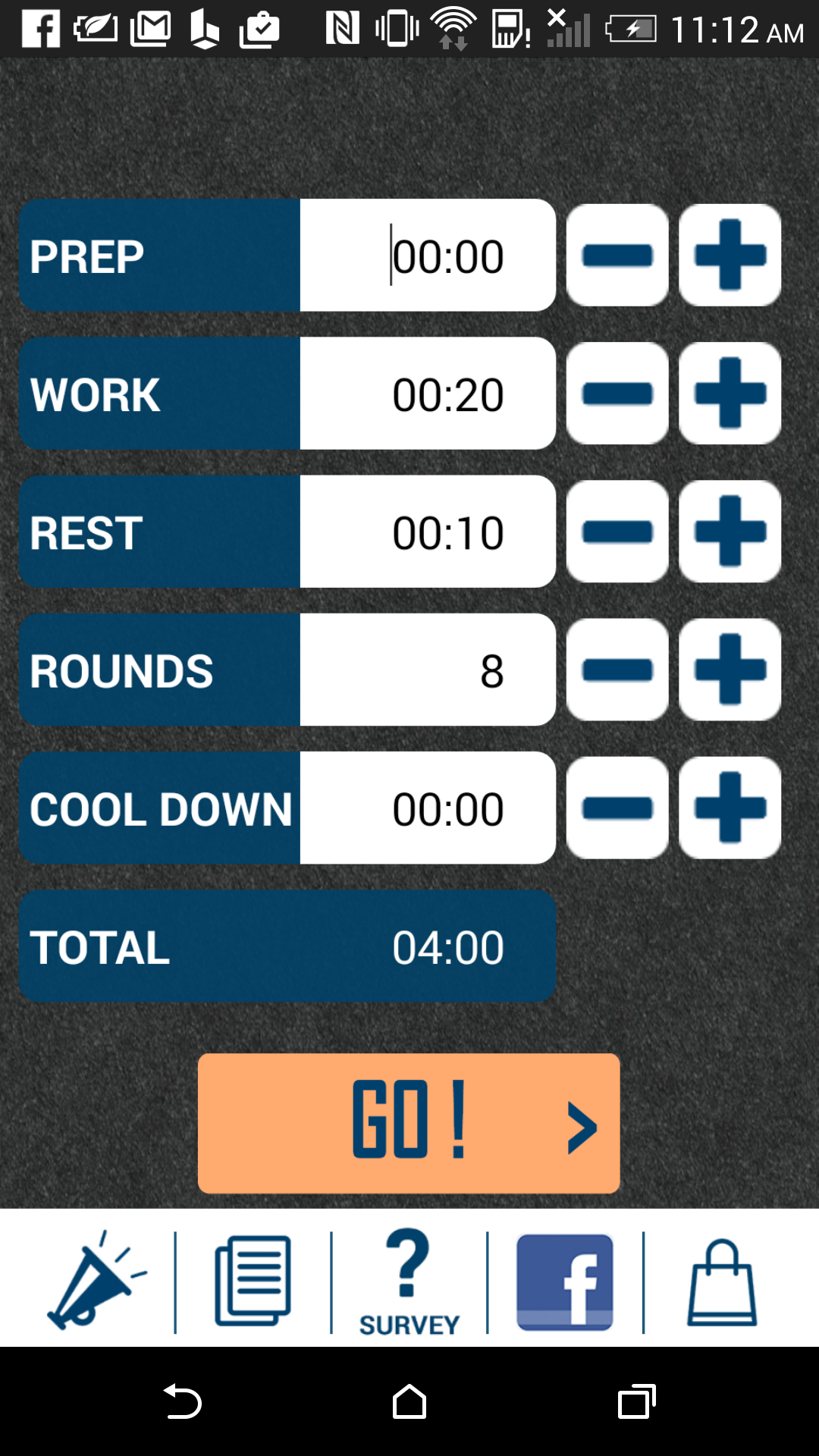 Android application HIIT interval training timer screenshort
