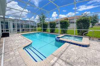 South-facing private pool and spa at this ChampionsGate vacation villa