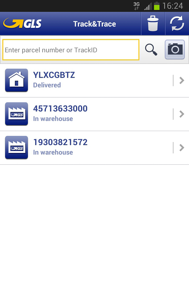 Android application GLS screenshort