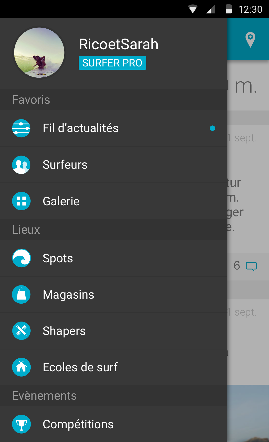 Android application Surfin screenshort