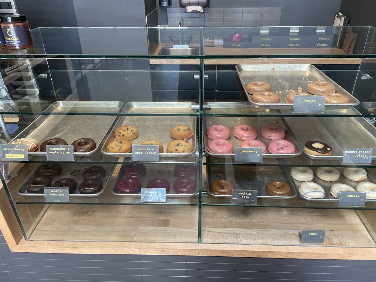 Donut options and shelves
