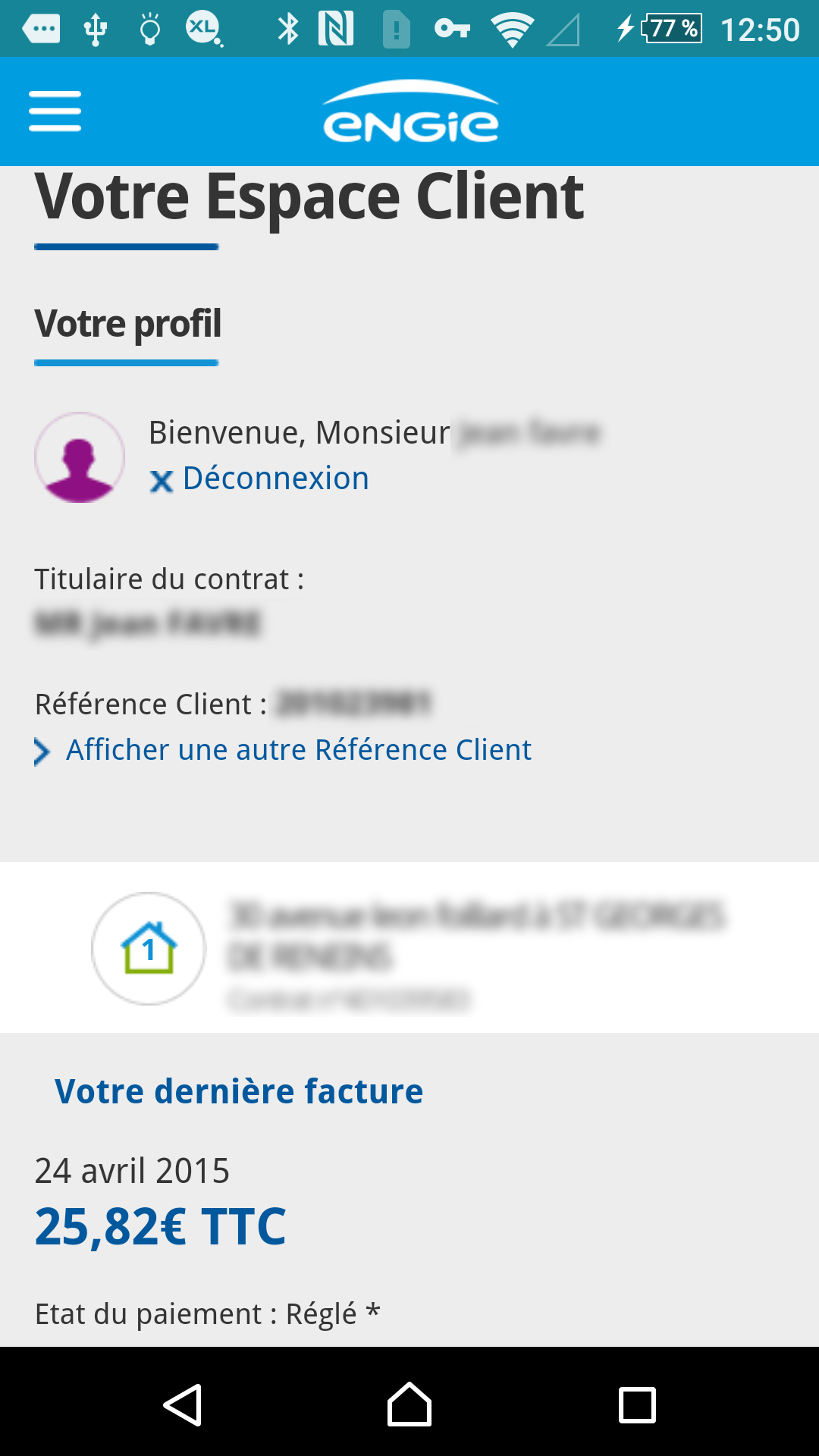 Android application ENGIE Espace Client screenshort
