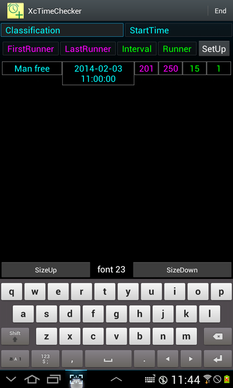 Android application XcTimeChecker Cross-country screenshort