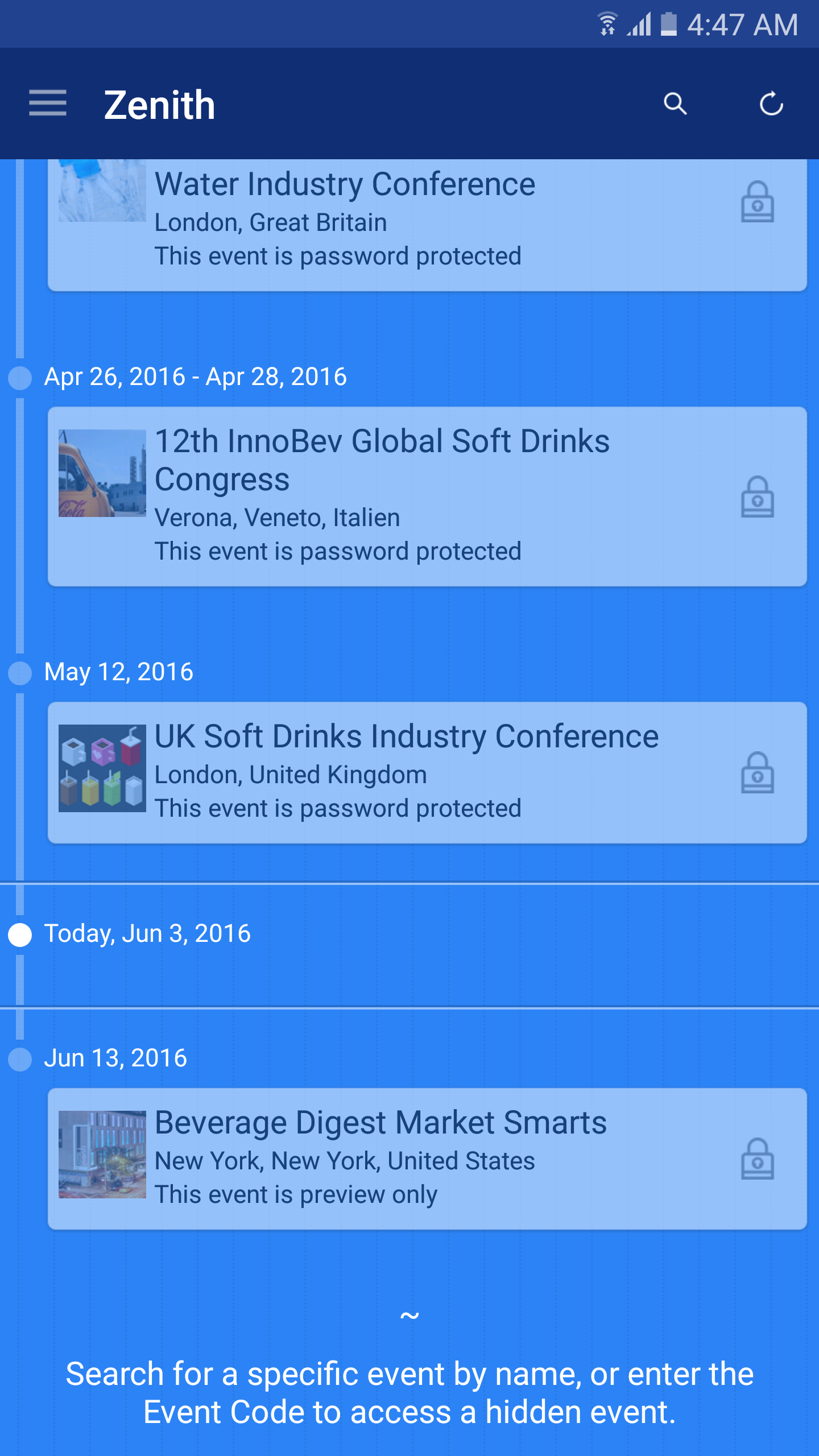 Android application Zenith International screenshort