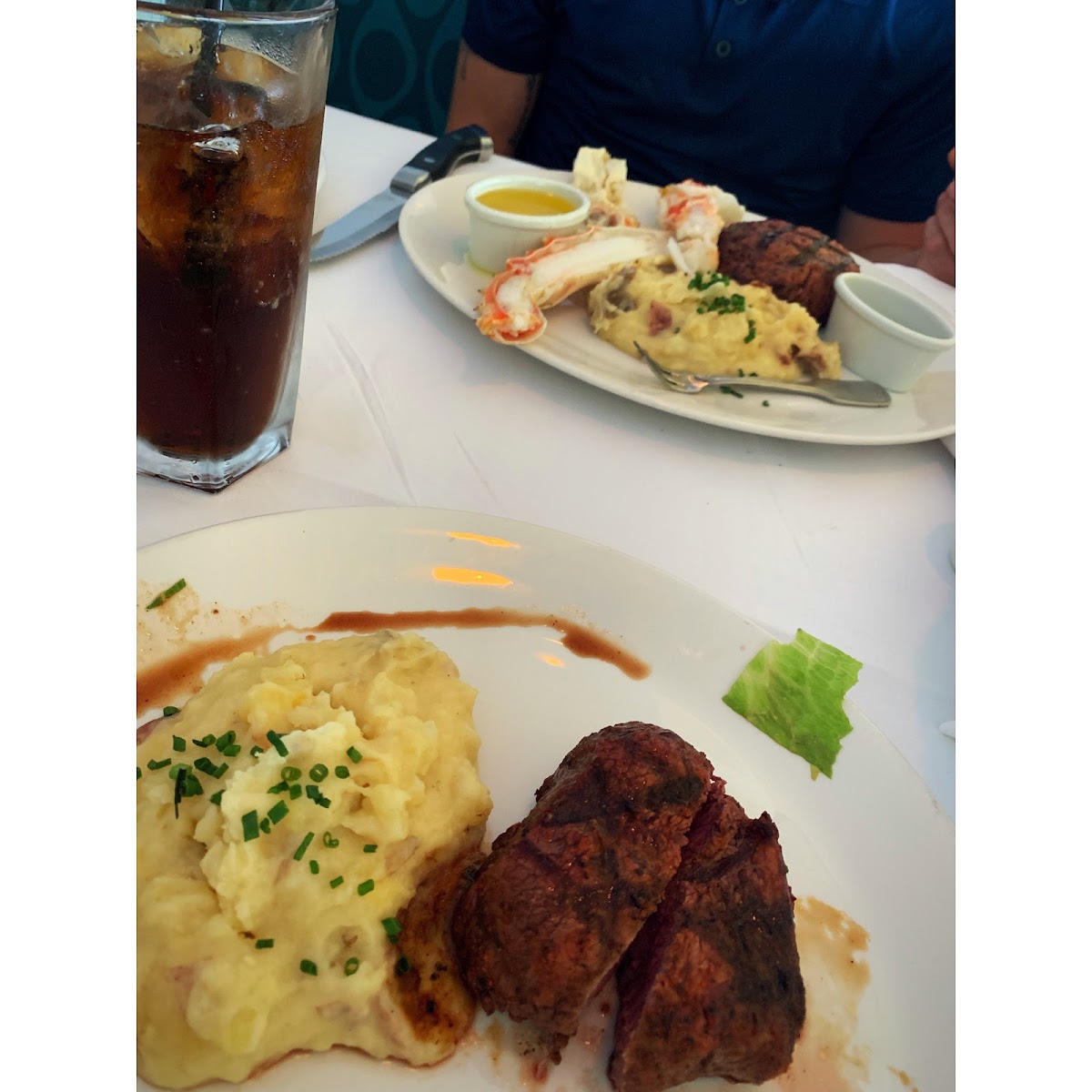 7 oz filet with garlic mashed potato