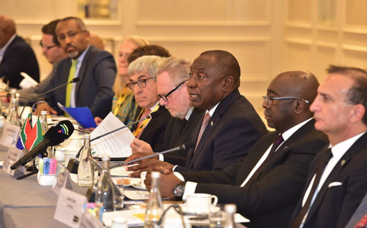 President Cyril Ramaphosa addresses CEO Roundtable discussion during the Trade and Investment Promotion segment, at the Intercontinental Hotel in New York, USA.