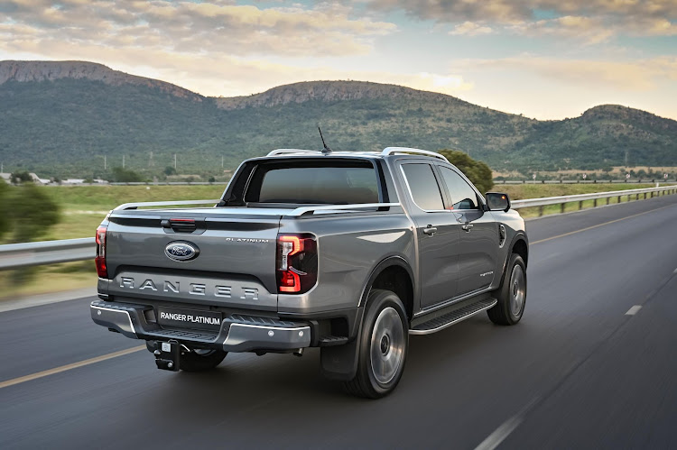 The Ranger Platinum rides on 20-inch alloy wheels emblazoned with striking ebony accents.