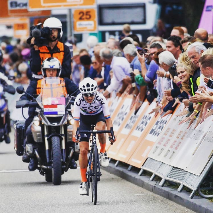 Ashleigh Moolman-Pasio taking part at the Boels Ladies Tour in the Netherlands.