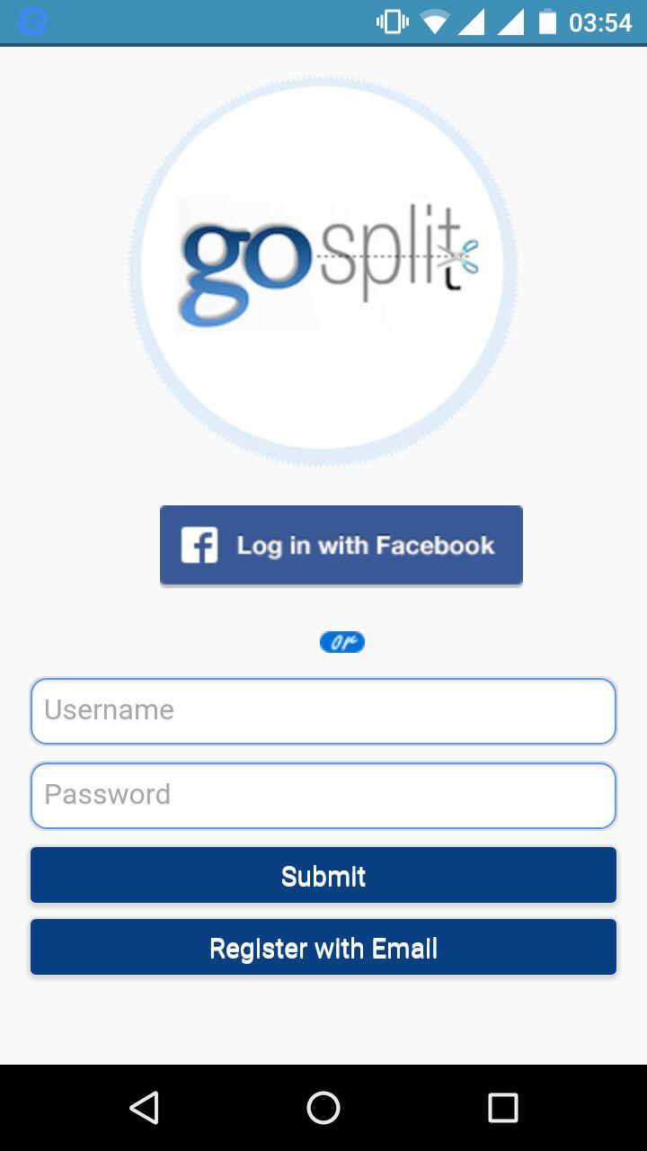 Android application GoSplit screenshort
