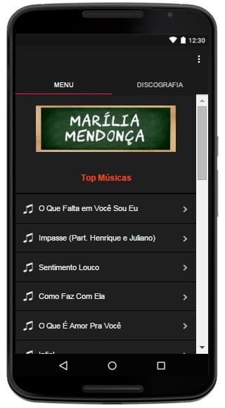 Android application Marília Mendonça Letras screenshort
