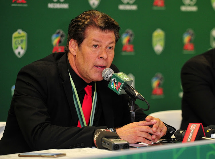 Luc Eymael, Head coach of Free State Stars chats to media after the 2018 Nedbank Cup Final between Maritzburg United and Free State Stars at Cape Town Stadium on 19 May 2018.